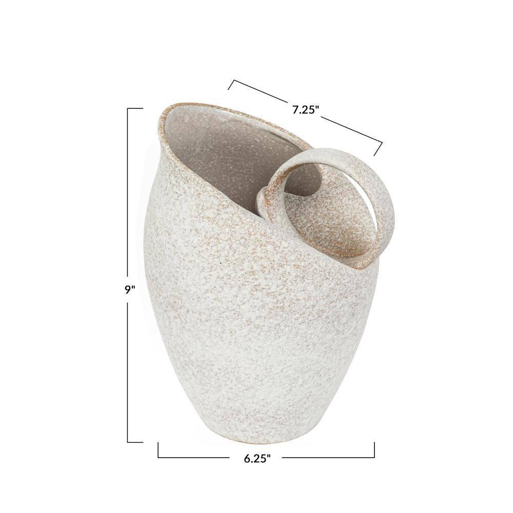 Bloomingville 9 Inches 82-Ounce Textured Stoneware Pitcher in Reactive Glaze, White