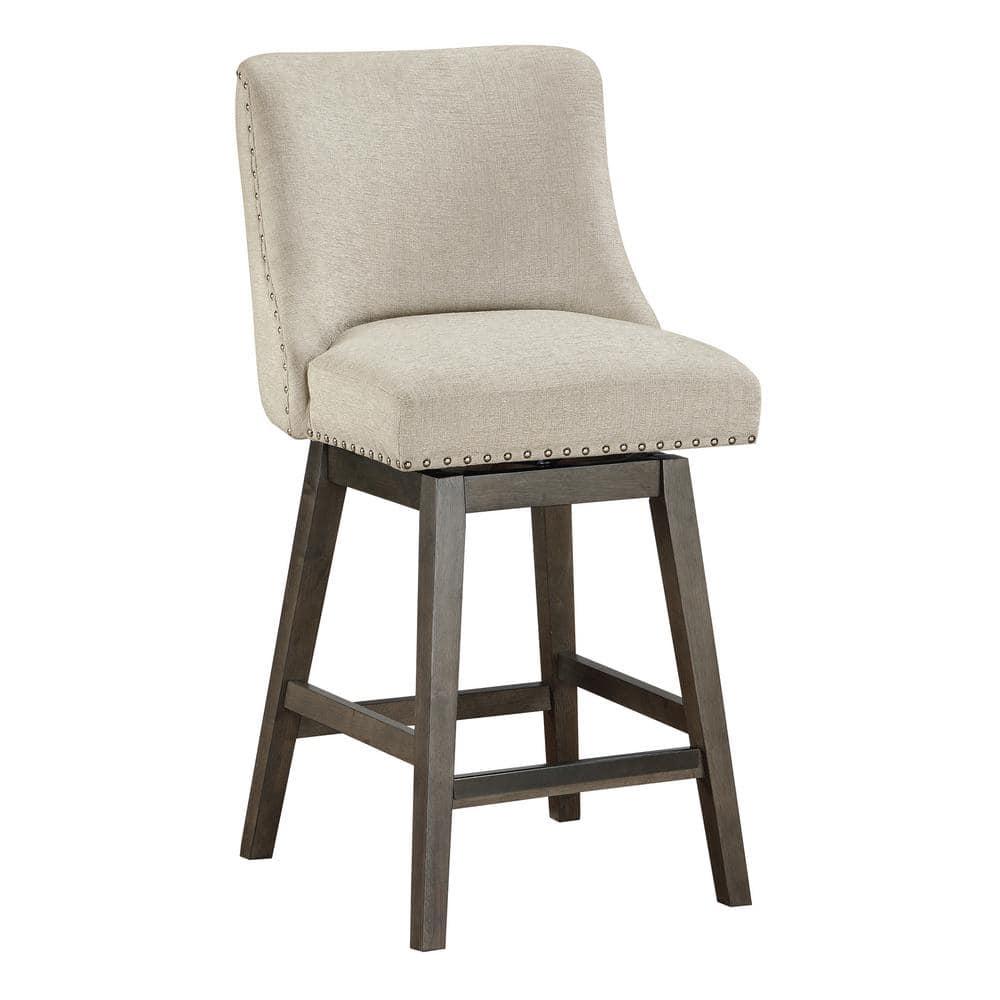 Granville Swivel Upholstered Counter Stool with Solid Wood Frame