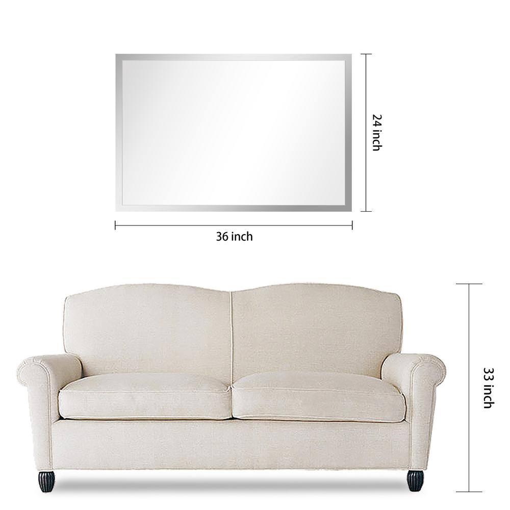 Empire Art Direct Contempo Stainless Steel Gold Wall Mirror Plished Silver 24" x 36" Silver