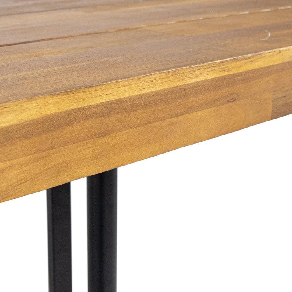 Noble House Noah 72" Modern Wood Top Patio Dining Table in Teak and Black