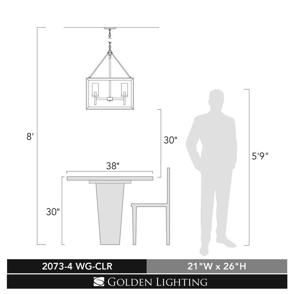 Smyth 4 Light Chandelier in White Gold with Clear Glass