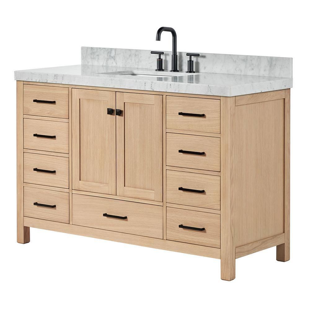 Cambridge 54'' Single Bathroom Vanity with Carrara Marble Top