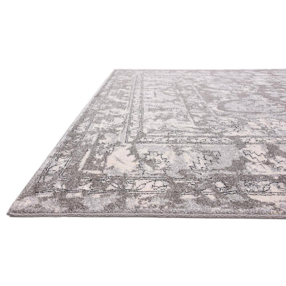 Unique Loom La Jolla Collection Contemporary, Abstract, Vintage, Border Area Rug, 8 ft x 10 ft, Gray/Silver