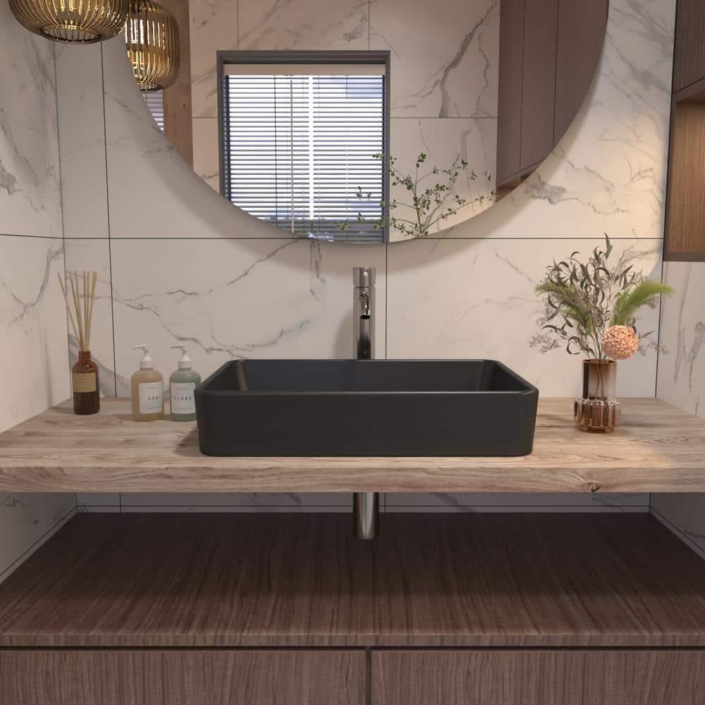 Ally 20" x 13'' Rectangular Vitreous China Vessel Bathroom Sink