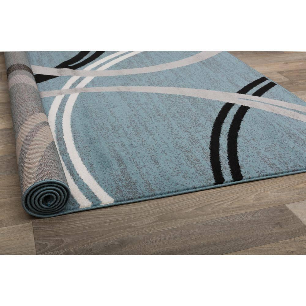 World Rug Gallery Contemporary Abstract Circles Design Area Rug - BLUE 2'7"x4'