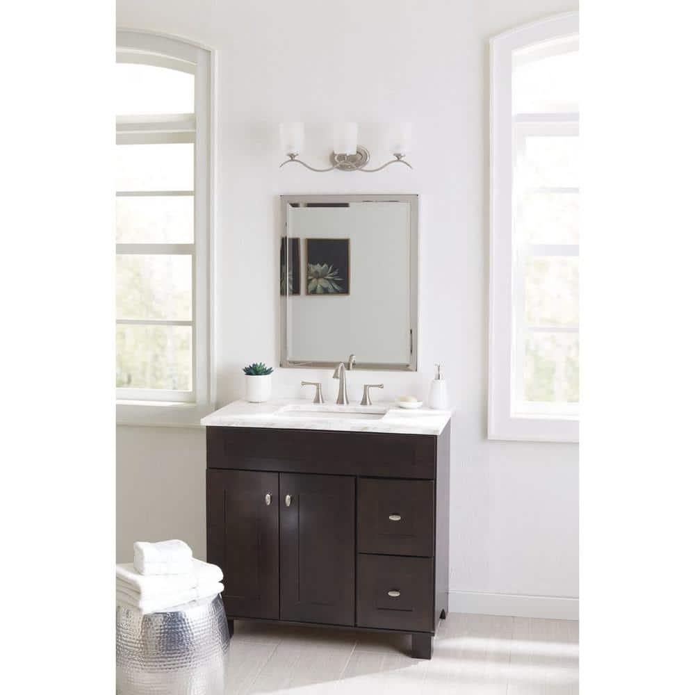 Progress Lighting Inspire 3-Light Wall Light, Brushed Nickel, Etched Glass Shade