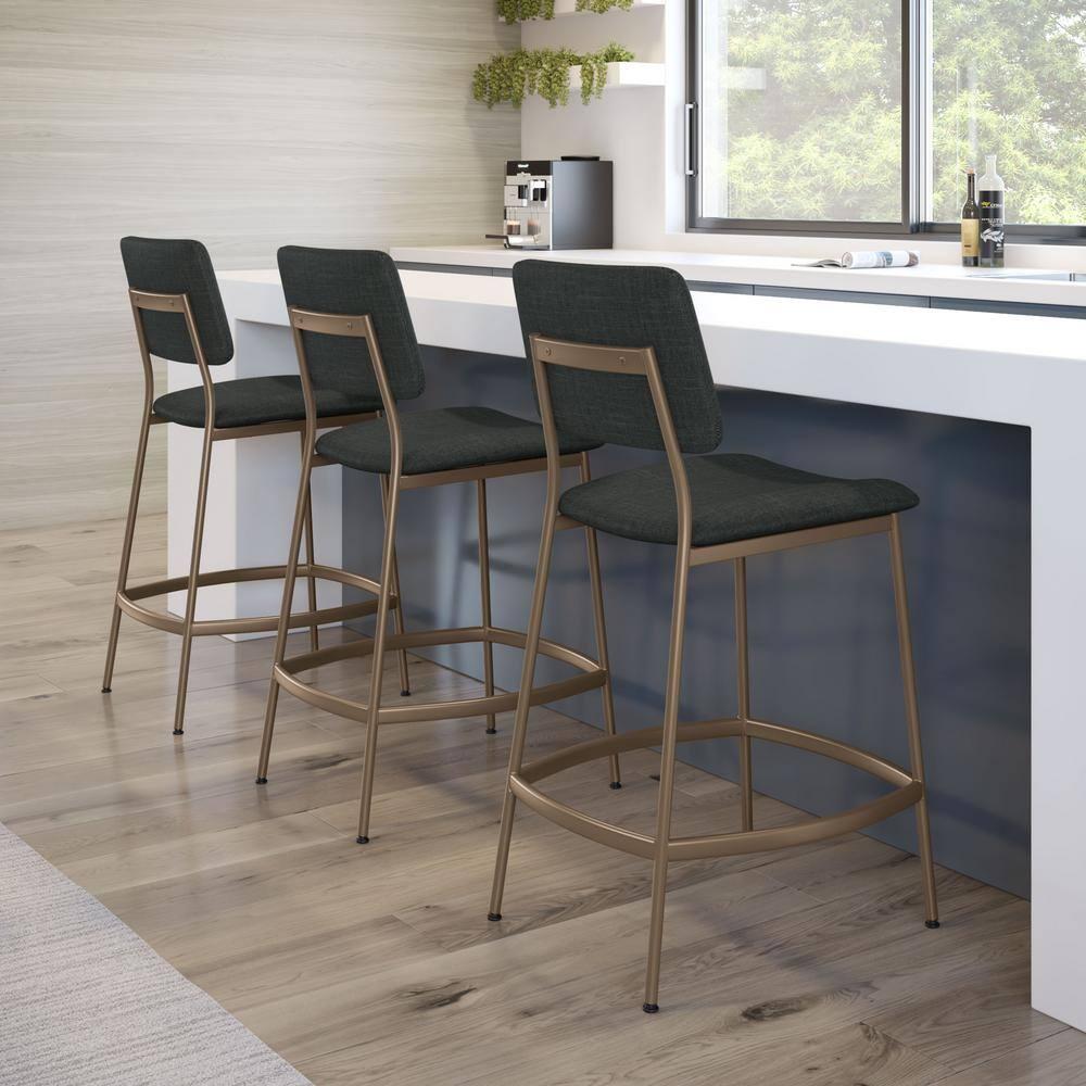 Sullivan 26" Chic Black Polyester and Bronze Metal Counter Stool