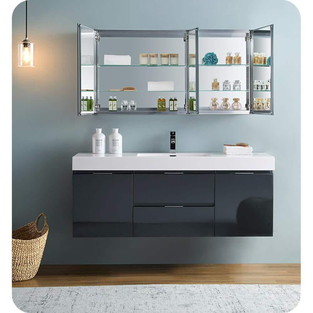 Valencia 60" Wall Mount Single Sink Bathroom Vanity Base Only (Top and Sink Not Included)