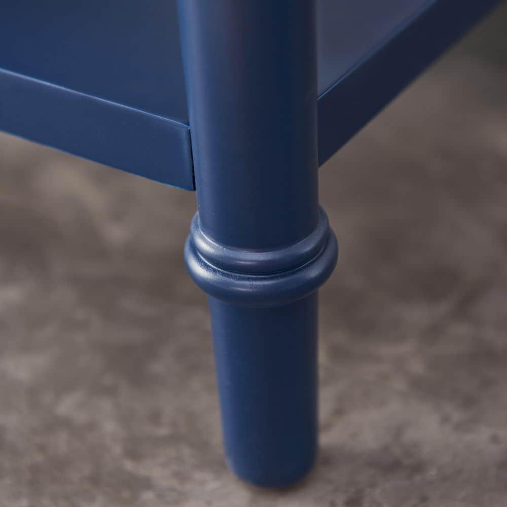 Leick Home 1-Drawer Solid Wood Coastal 10 in. Narrow End Table with Shelf, Navy Blue