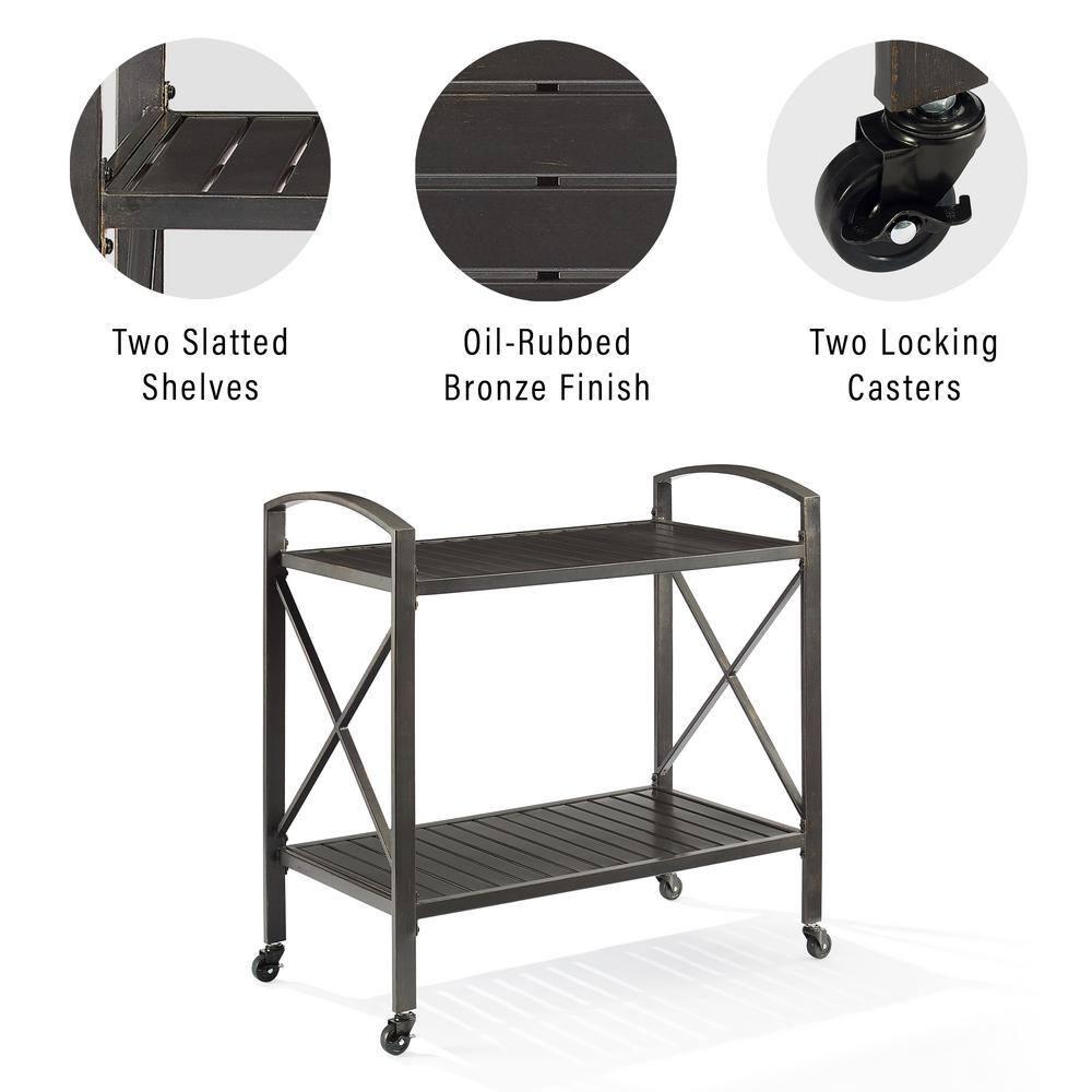 Kaplan Outdoor Steel Bar Cart Bronze - Crosley