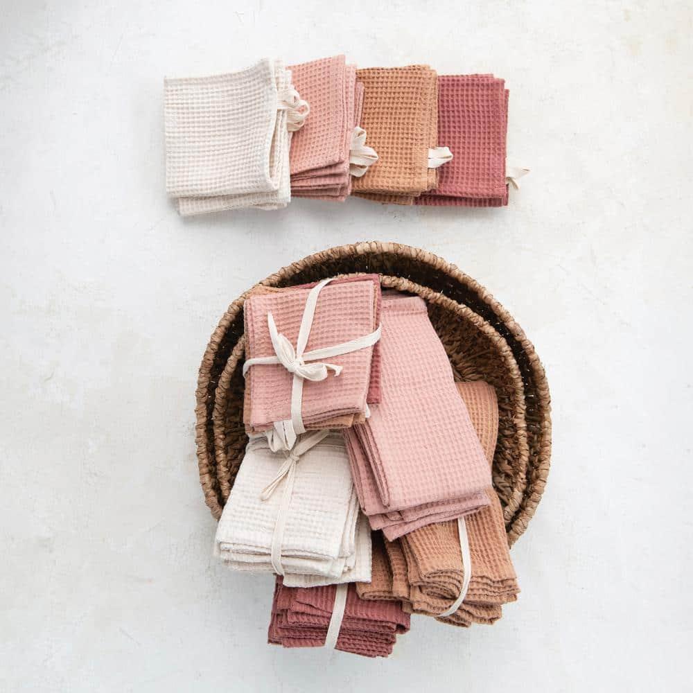 Creative Co-Op 18 Inches Square Woven Linen and Cotton Waffle Dinner Napkins for Kitchen Use, Putty Color, Set of 4