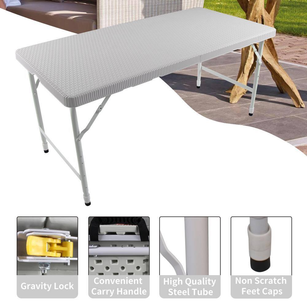 4 ft. White Composite Folding Outdoor Dining Table