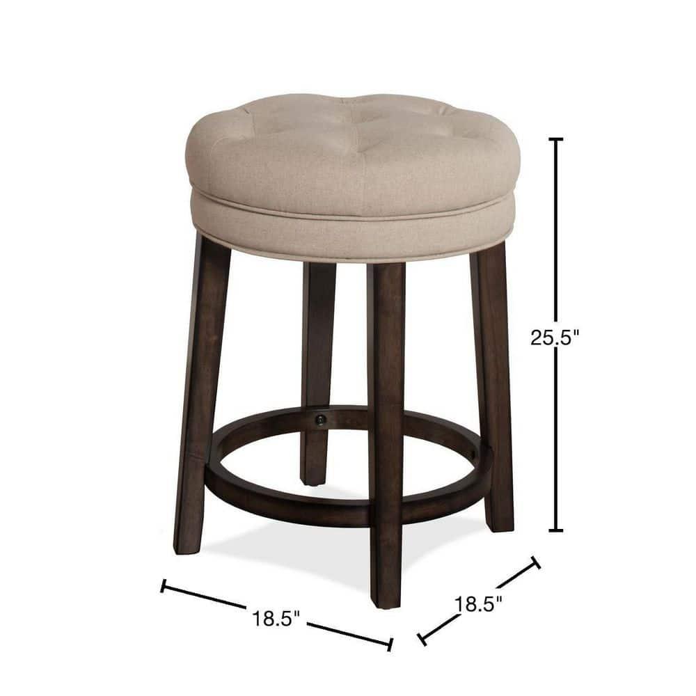 Krauss Backless Counter Height Barstool: Linen Upholstery, Charcoal Wood Frame - Hillsdale Furniture