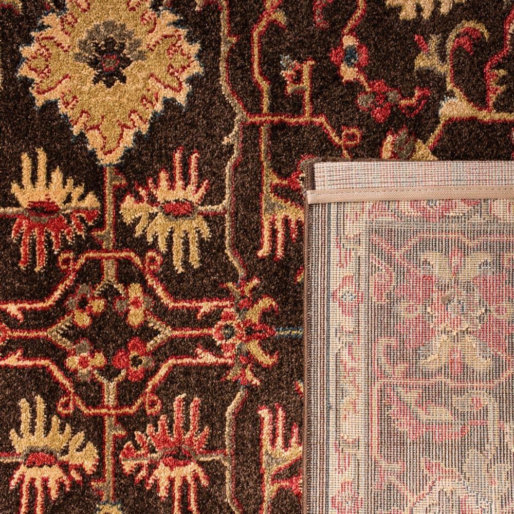 Mahal Brown and Beige Synthetic Floral 2' x 4' Area Rug
