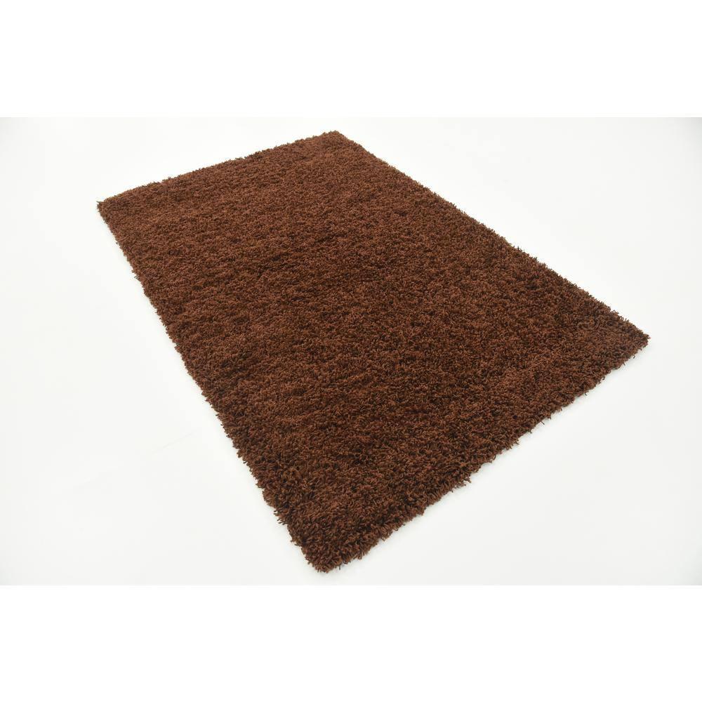 Unique Loom 4' 0 x 6' 0 Solid Shag Chocolate Brown Area Rug