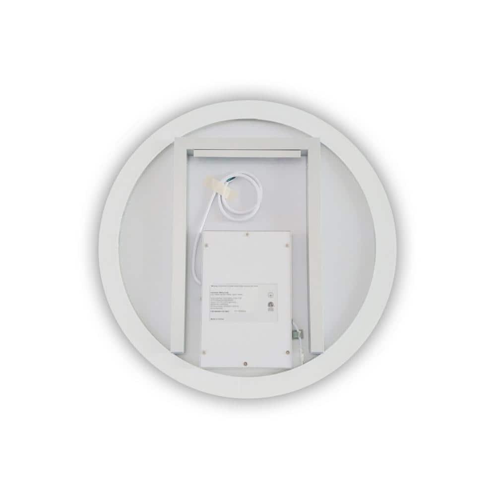 Century 32 in. W x 32 in. H Frameless Round LED Light Bathroom Vanity Mirror in Silver Finish