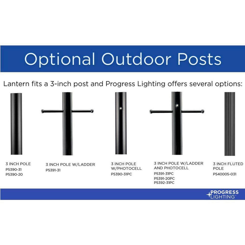 Progress Lighting, Creighton, 1-Light Outdoor Post Lantern, Antique Bronze, Clear Water Glass Shade