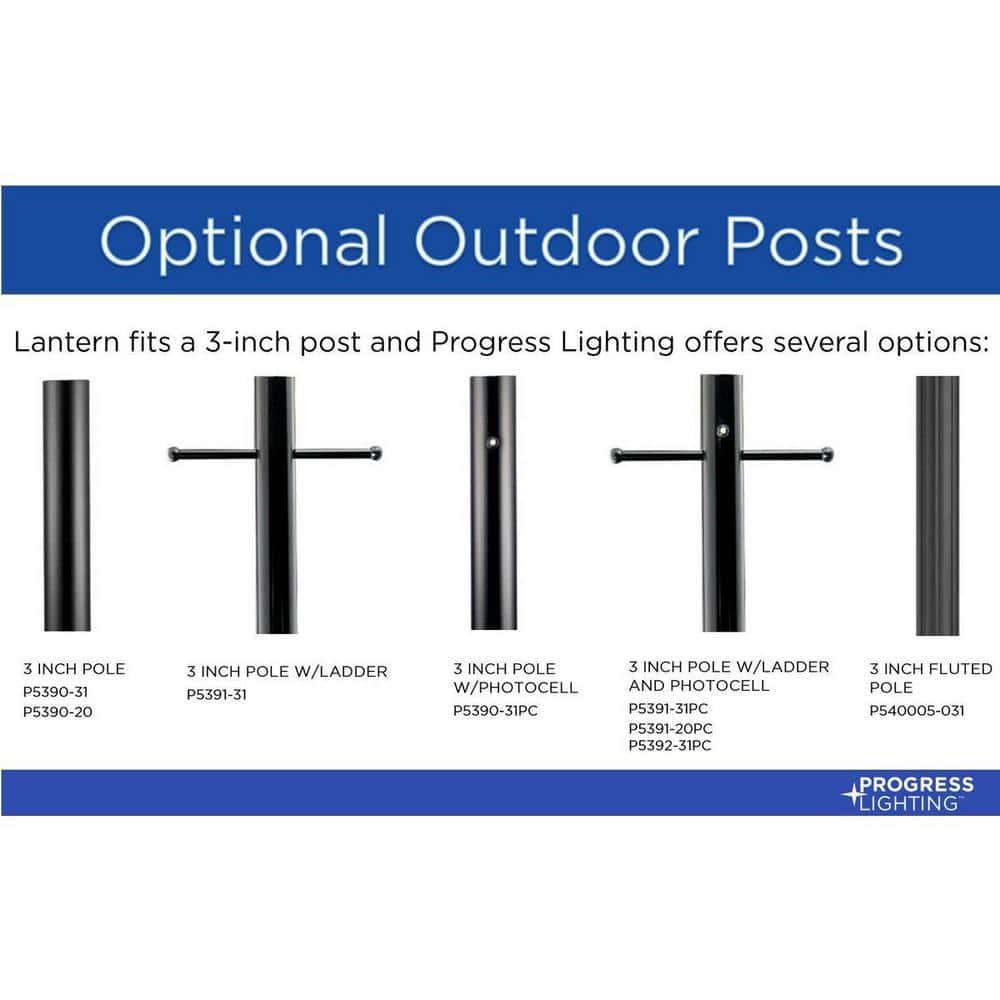 Progress Lighting, Squire Collection, 3-Light Post Lantern, Antique Bronze, Clear Glass Shade