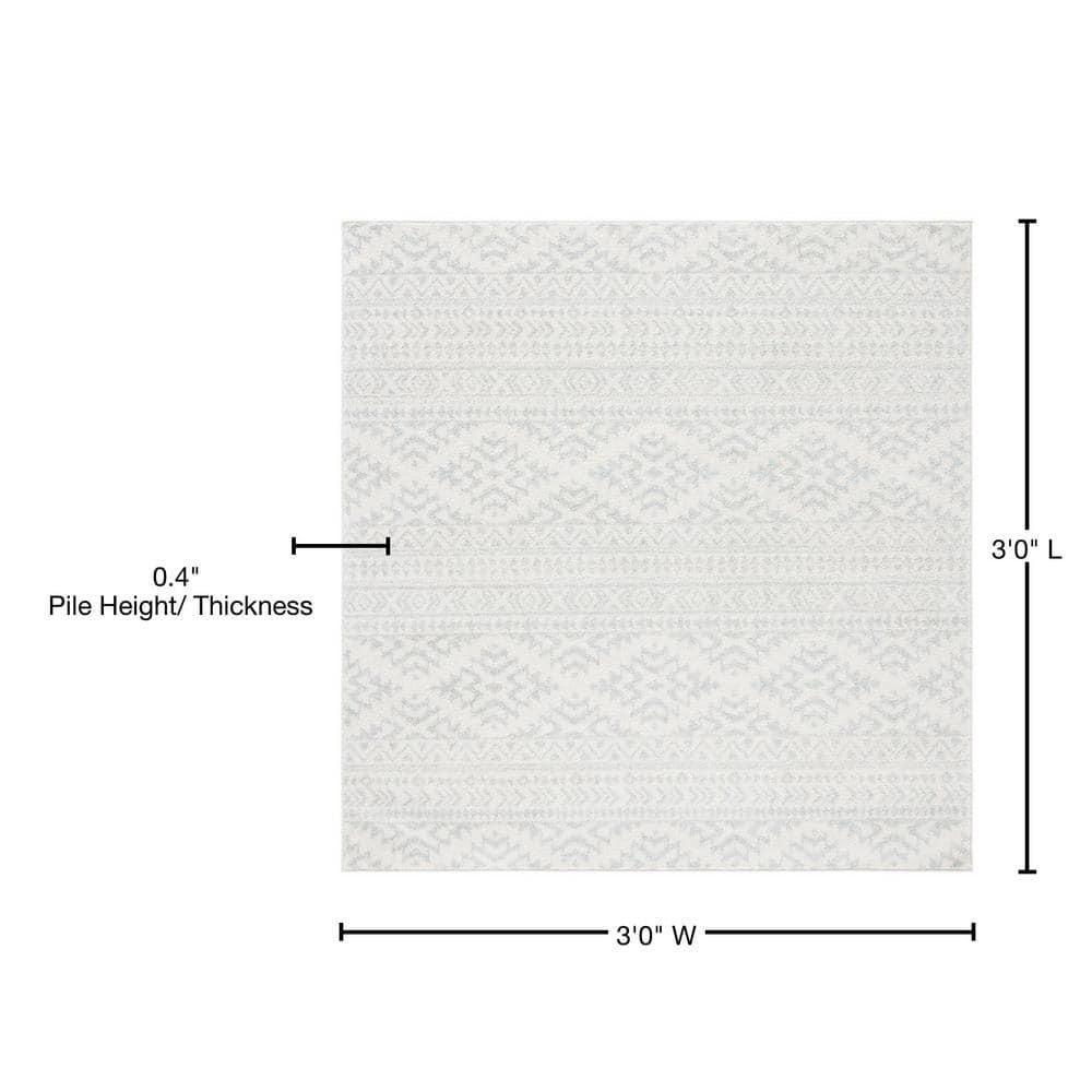 Tulum TUL272 Power Loomed Area Rug - Ivory/Light Grey - 3'x3' - Safavieh.