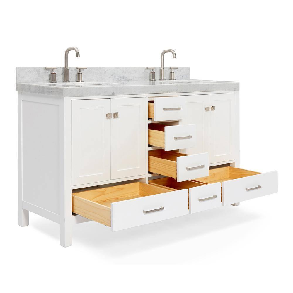 Cambridge Double Bathroom Vanity with Carrara Marble Top