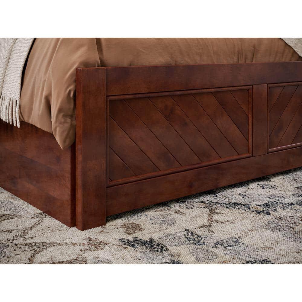 AFI Canyon Walnut Solid Wood Platform Bed with Matching Footboard & Storage Drawers, Full
