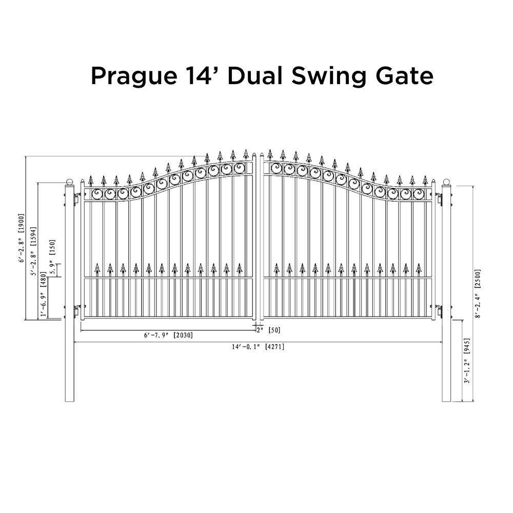 ALEKO Steel Dual Swing Driveway Gate - PRAGUE Style