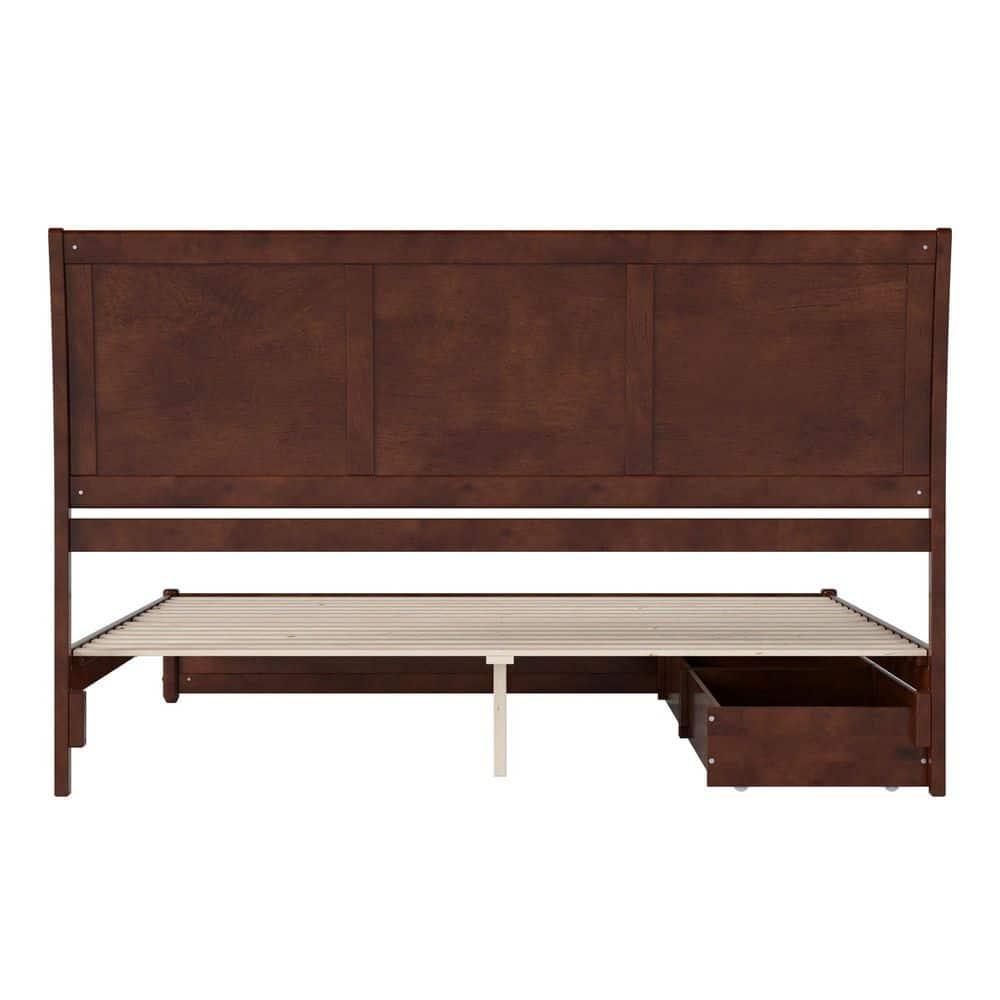 AFI, Andorra King Platform Bed with Panel Footboard and Storage Drawers, Walnut