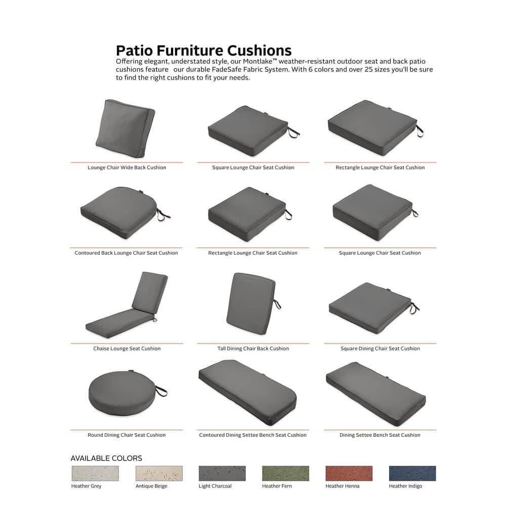 Classic Accessories 62-015-LCHARC-EC Bench Cushion Combo, 48"W x 18"D x 3"Thick, Light Charcoal