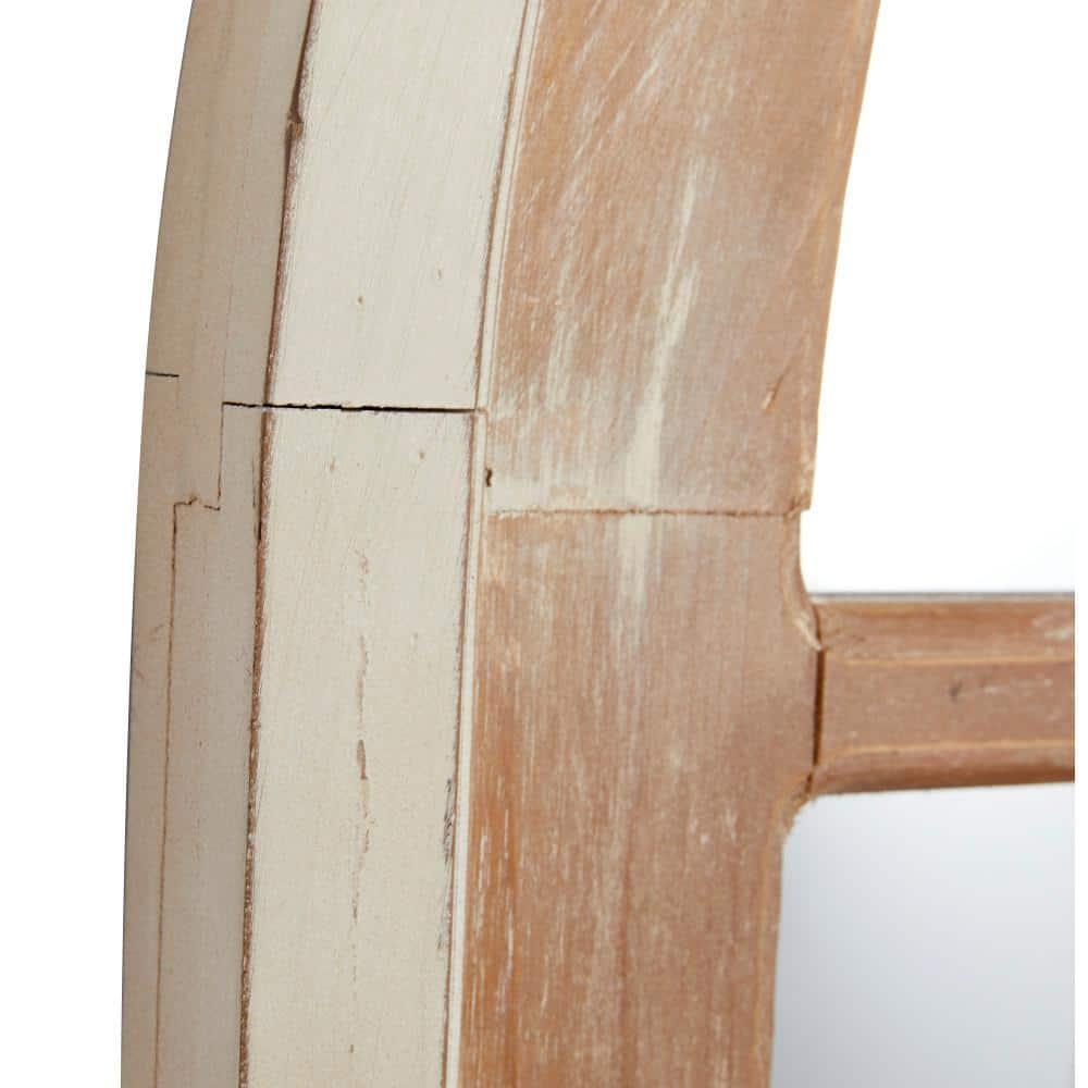 DecMode 26" x 35" Brown Arched Distressed Window Pane Wall Mirror