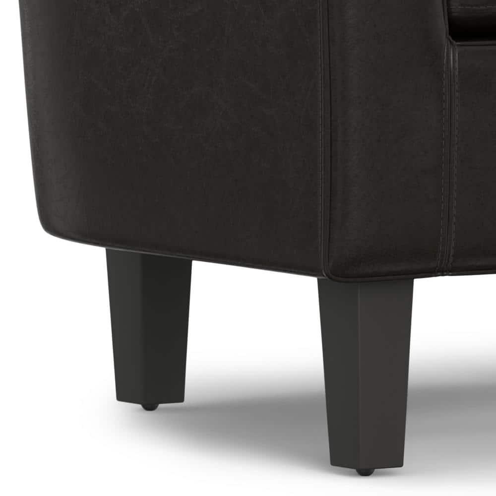 Simpli Home Austin 30"W Upholstered Vegan Faux Leather Contemporary Tub Accent Chair with High Arms and Deep Seat