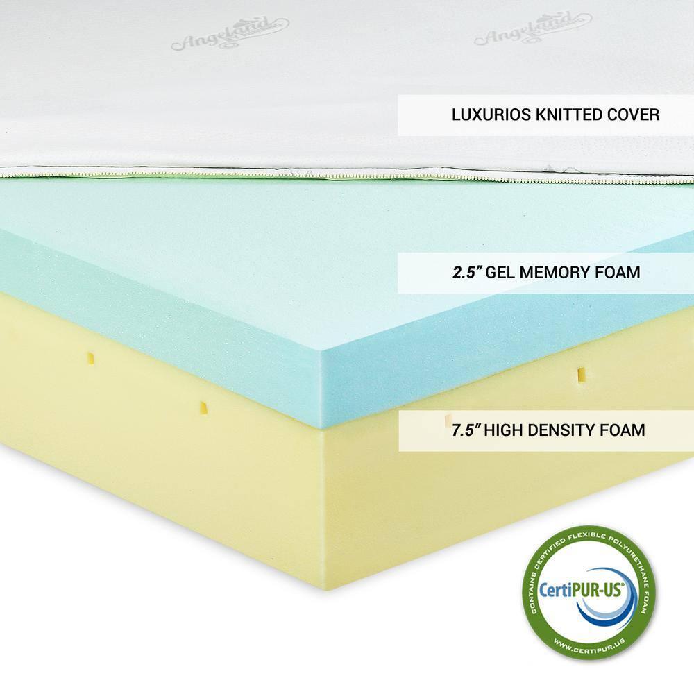 Luxury Queen 12-Inch Gel Memory Foam Medium-Firm Mattress, White