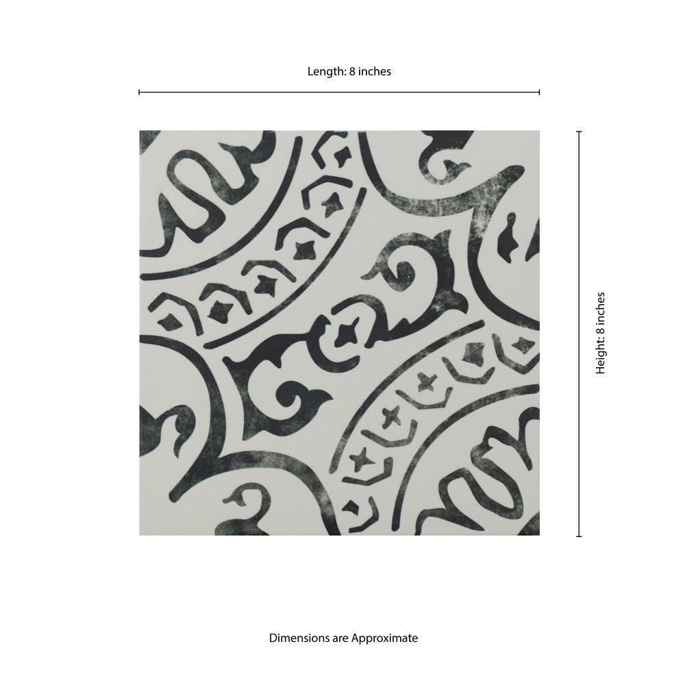 Amara 8" x 8" Encaustic Look Matte Porcelain Floor & Wall Tile