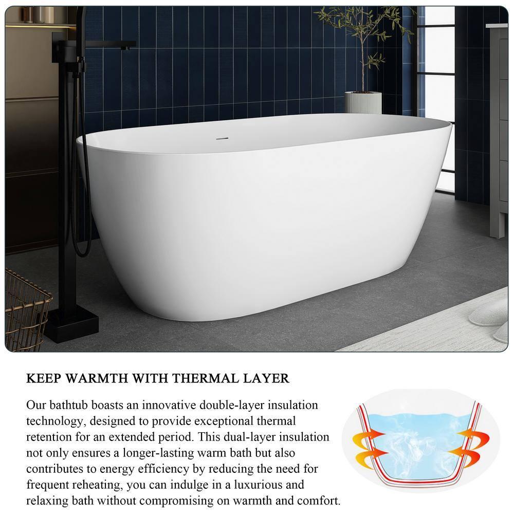 Staykiwi 67'' x 29'' Freestanding Soaking Plastic / Acrylic Bathtub JJCS04BT-67