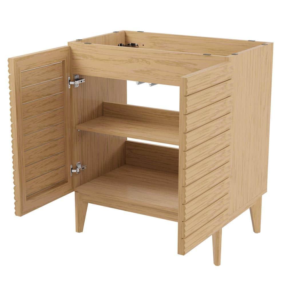 Calandre 30" Slat Modern Farmhouse 2-Shelf Bath Vanity Cabinet Only (Sink Basin not Included)