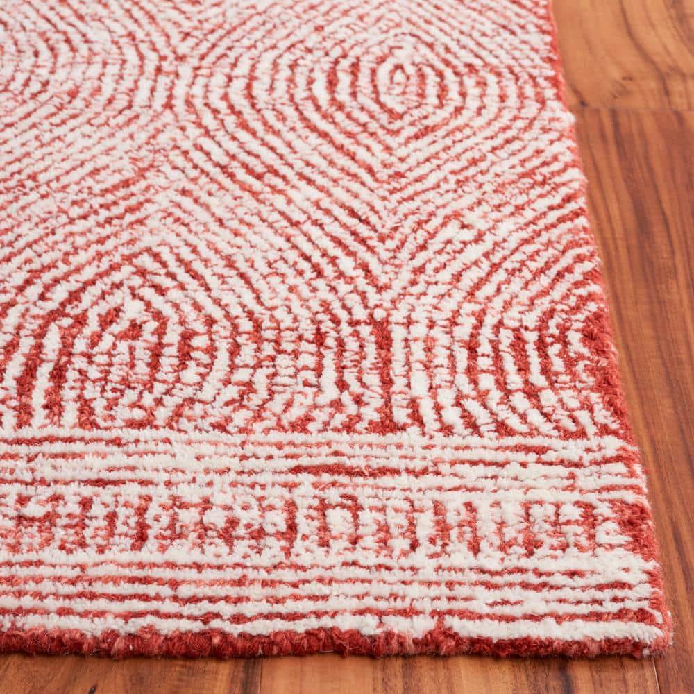 Abstract ABT340 Handmade Indoor Area Rug - Ivory/Red - 8'x10' - Safavieh