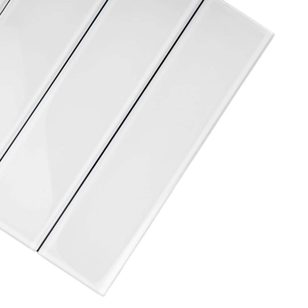 Apollo Tile   20 Pack 3-in x 12-in White Rectangular Subway Glossy Finished Glass Mosaic Wall Tile (5 sq ft/case)