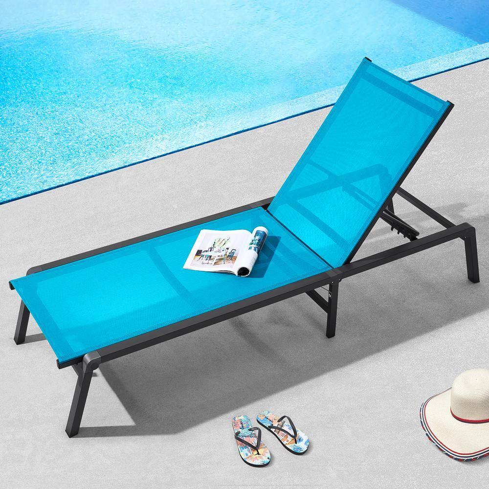 VEVOR Chaise Lounge Chair Outdoor, Aluminum Patio Lounge Chair with Adjustable 5-Position, Folding Pool Lounge Chair