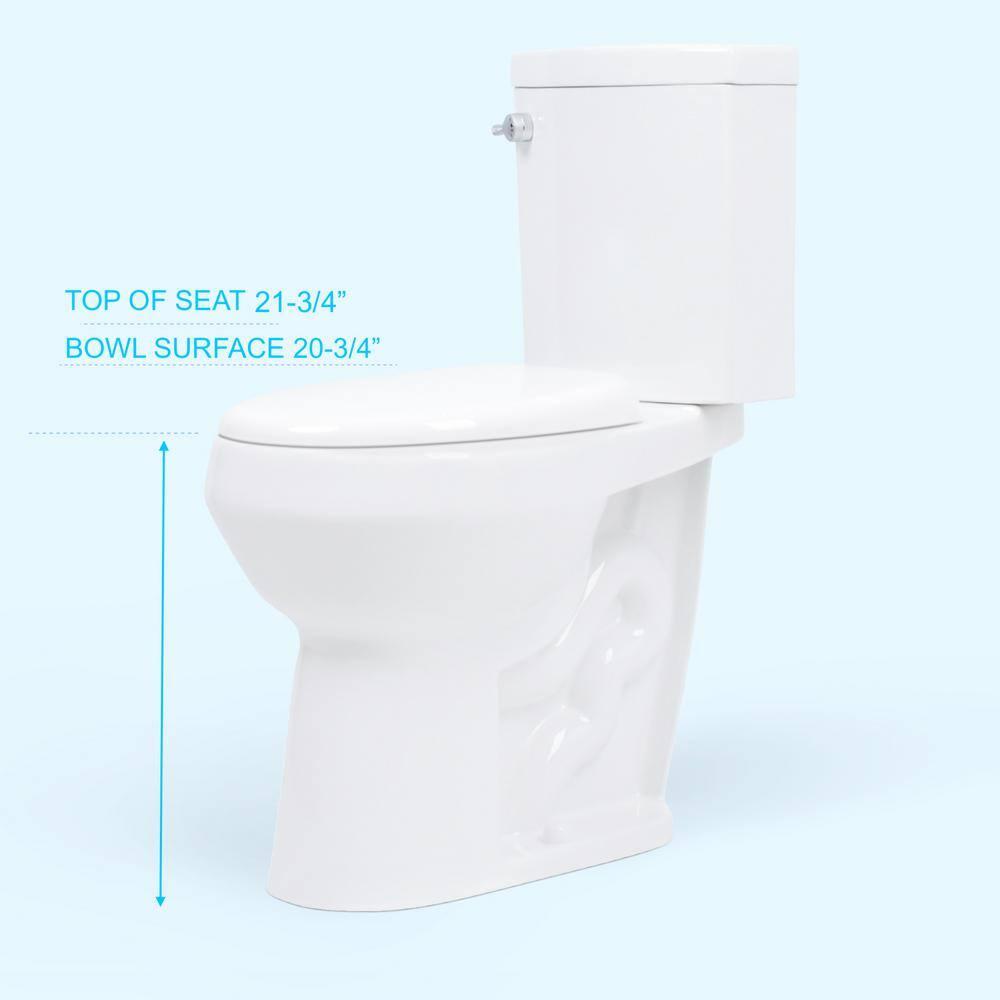 2-Piece 1.28/.09 GPF Dual Flush Elongated 20 in. Extra Tall Toilet in White, Seat Included