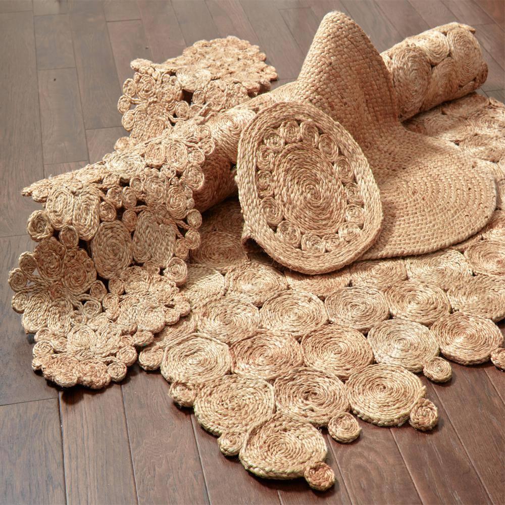 LR Home Hugo Solid Jute Table Runner, Natural 6’8” Length