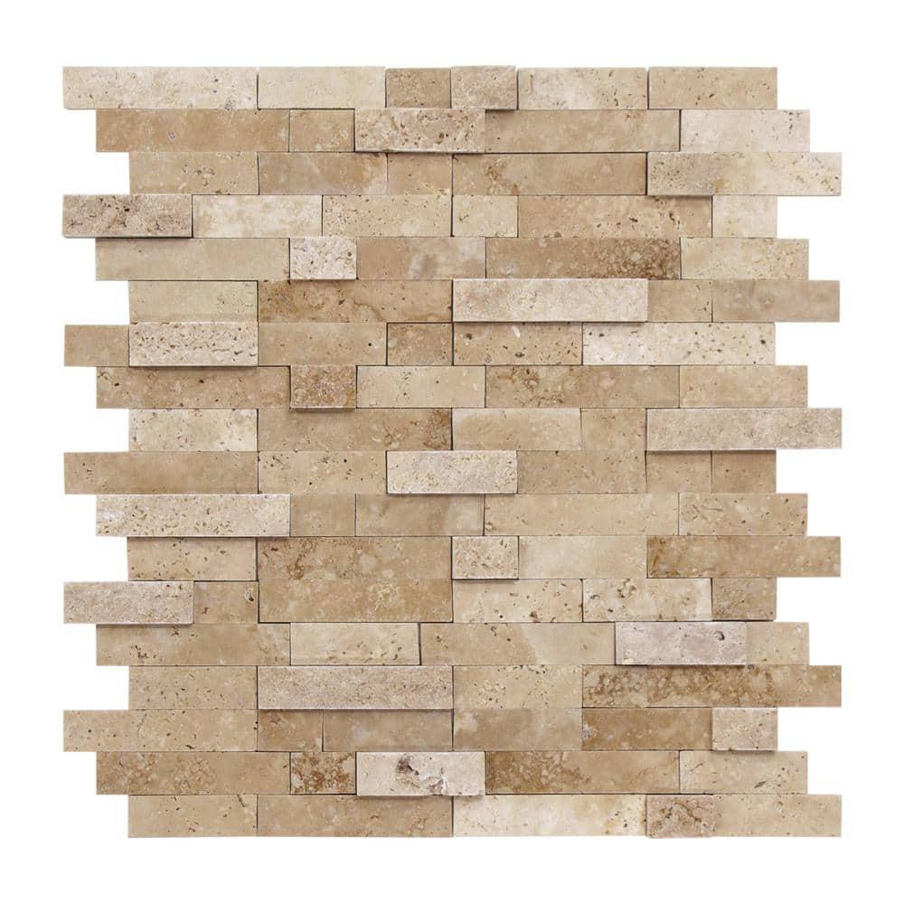 3D 11" x 12" Natural Stone Peel & Stick Mosaic Tile