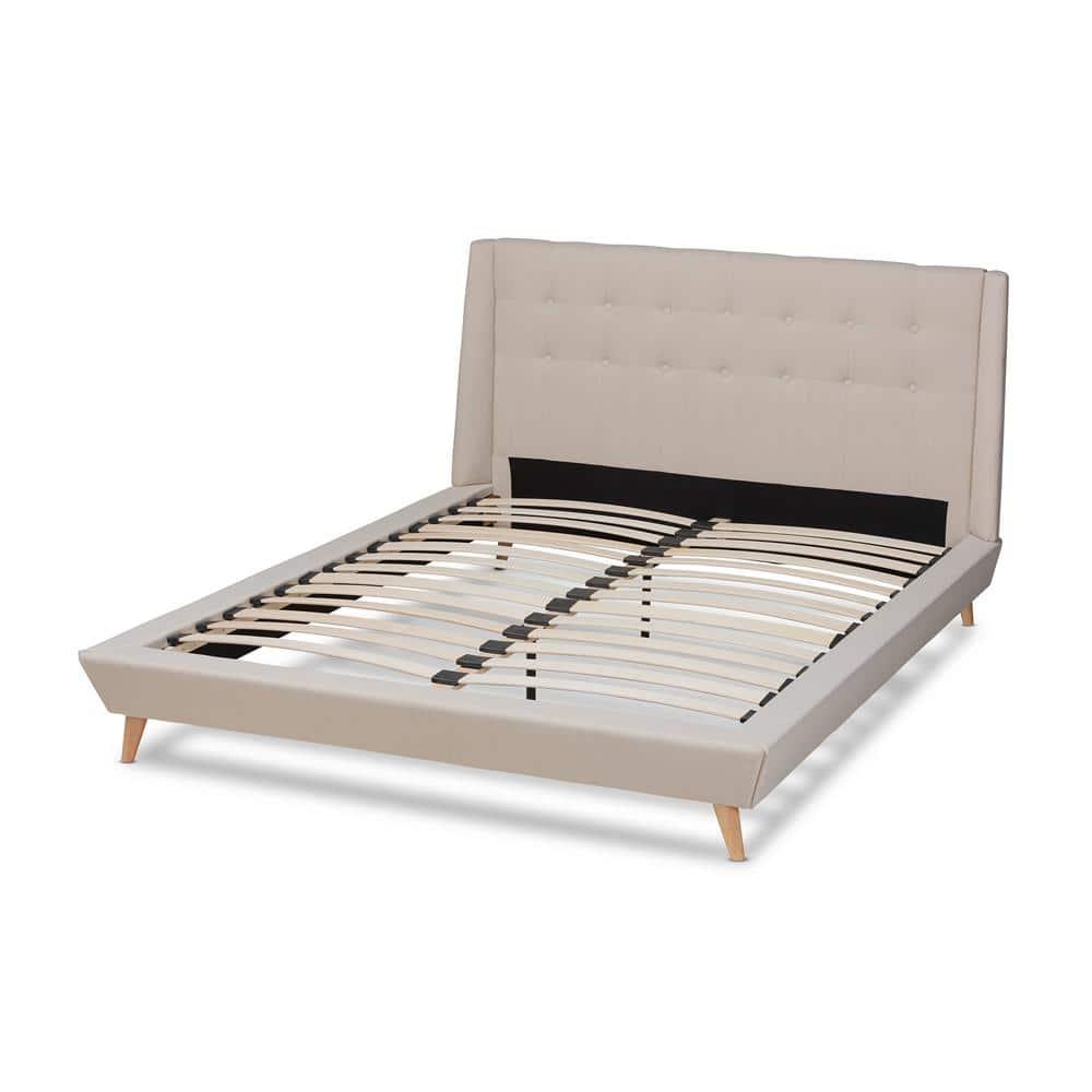 King Naya Platform Bed Beige - Baxton Studio