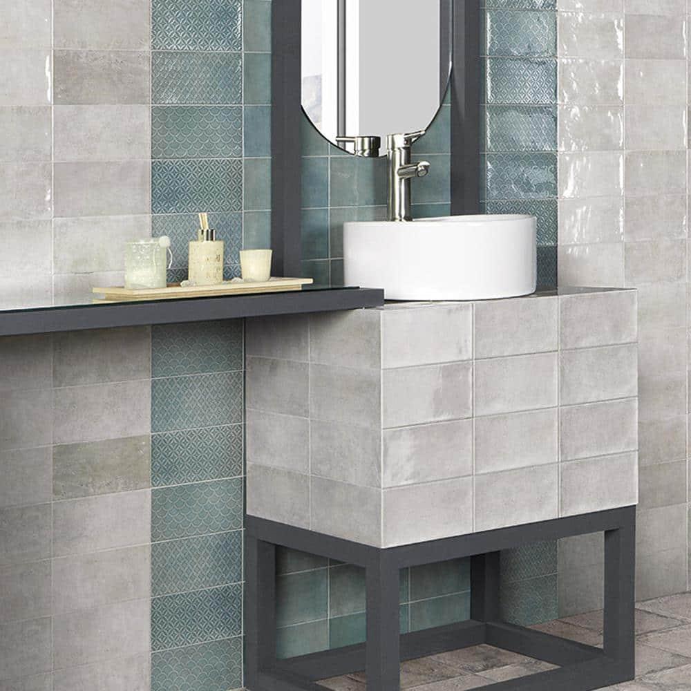 Merola Tile Camden 4" x 8" Ceramic Patterned Subway Wall Tile
