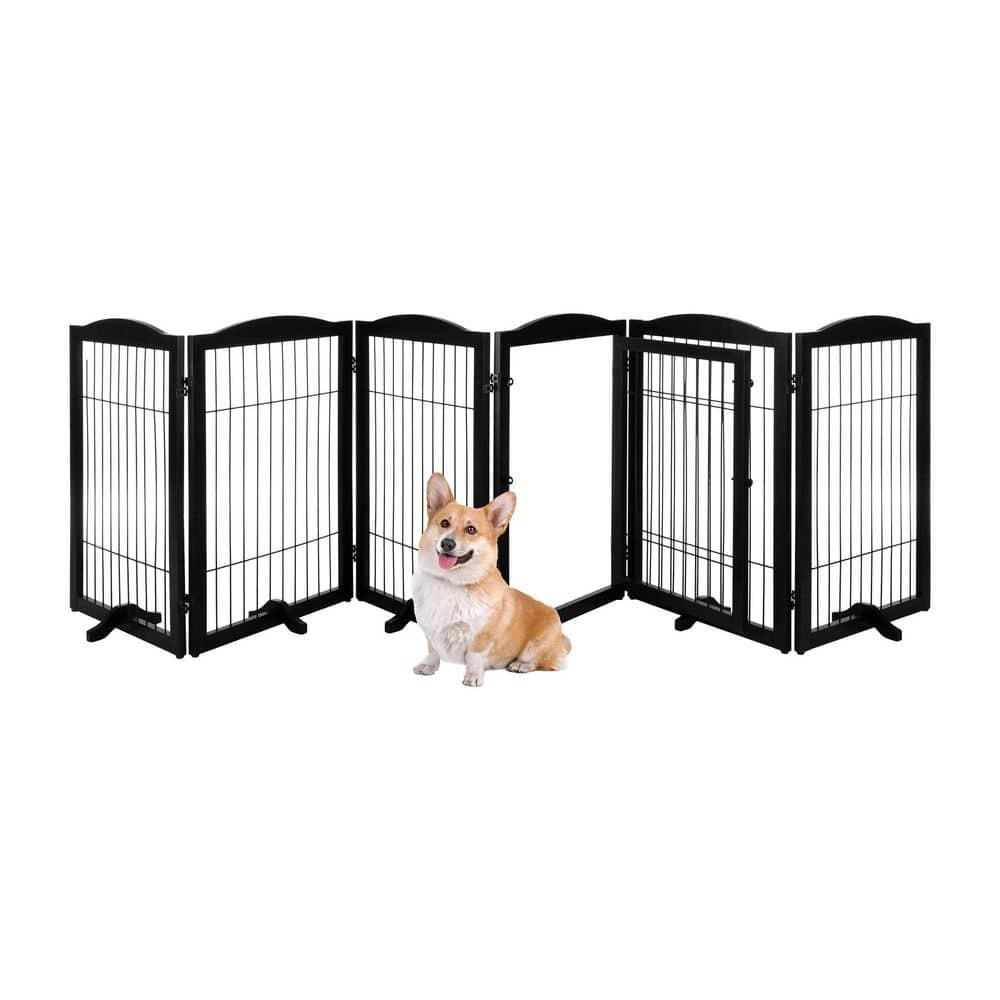 PETMAKER Pet Gate - 6-Panel Indoor Folding Dog Fence for Stairs or Doorways - 132.5x31.5-Inch Freestanding Play Pen with Support Feet