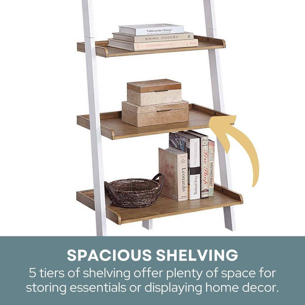 Convenience Concepts American Heritage Bookshelf Ladder, Driftwood/White