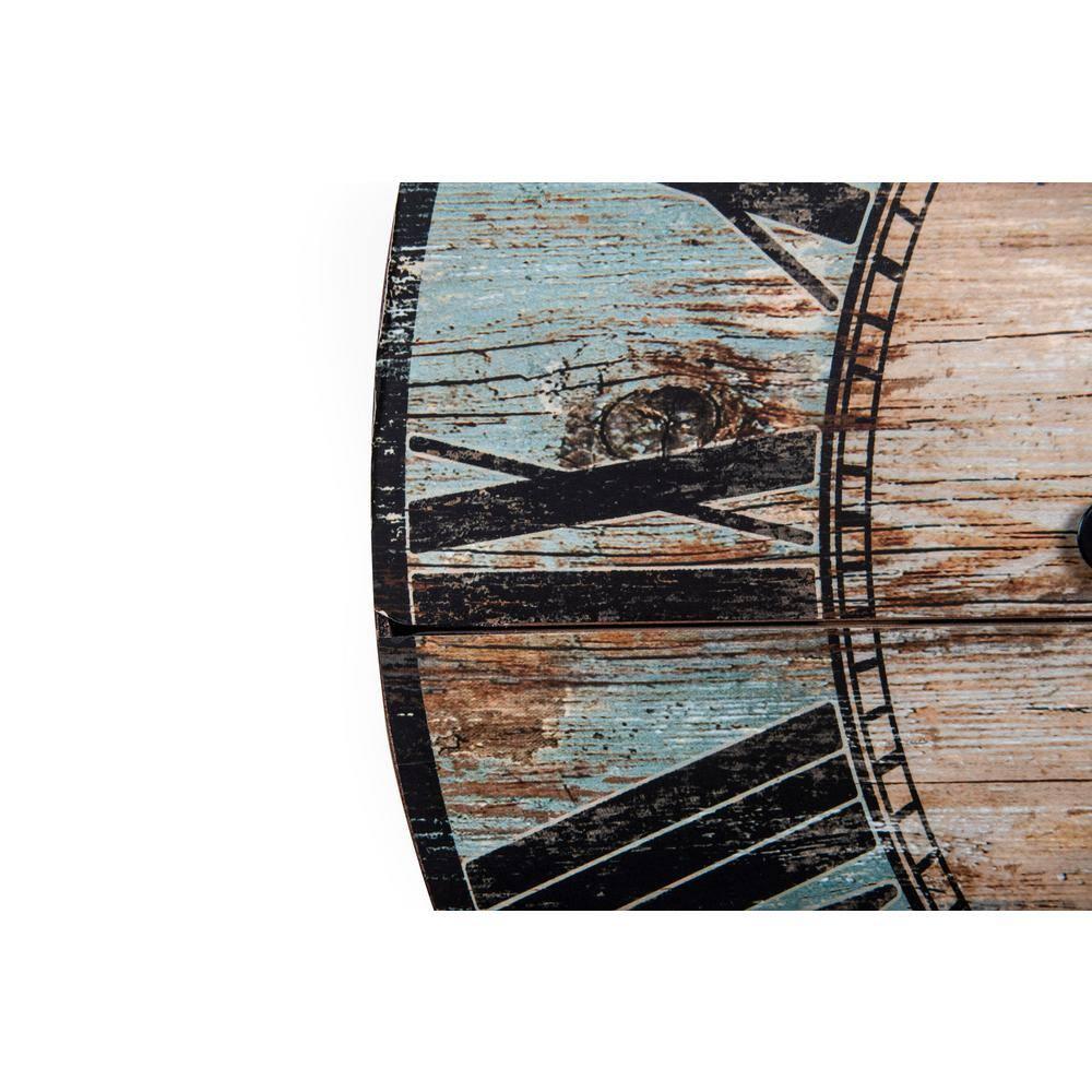 Woven Paths 29" Oval Turquoise Wood Wall Clock
