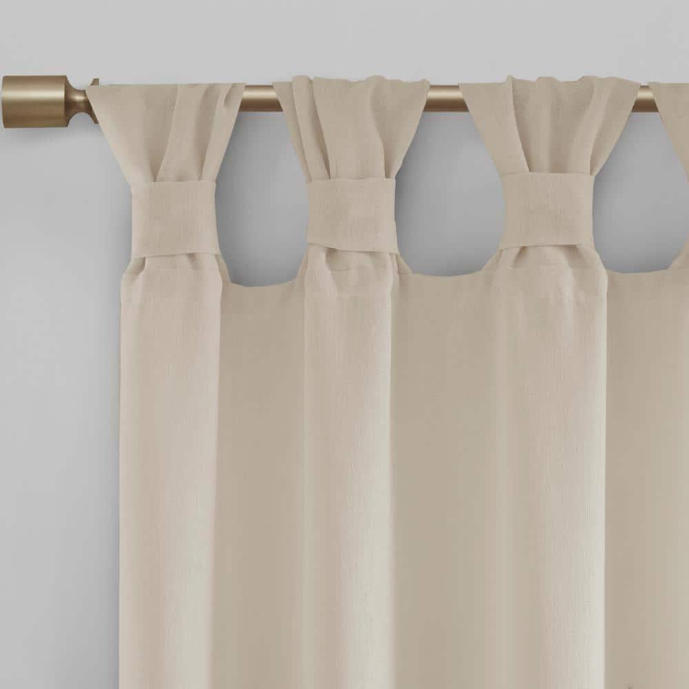 Madison Park Rosette Floral Embellished Cuff Tab Top Solid Single Curtain Panel