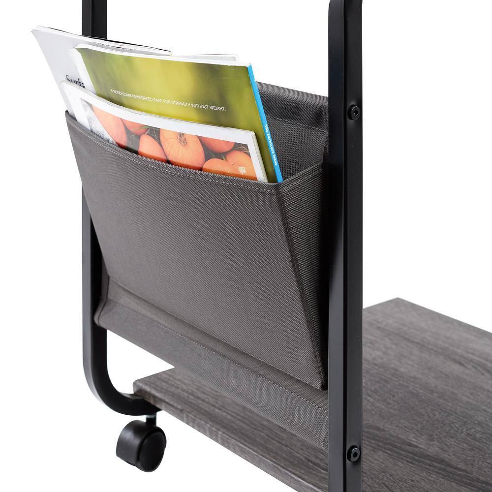 Seville Classics C Shaped End Table TV Tray on Wheels
