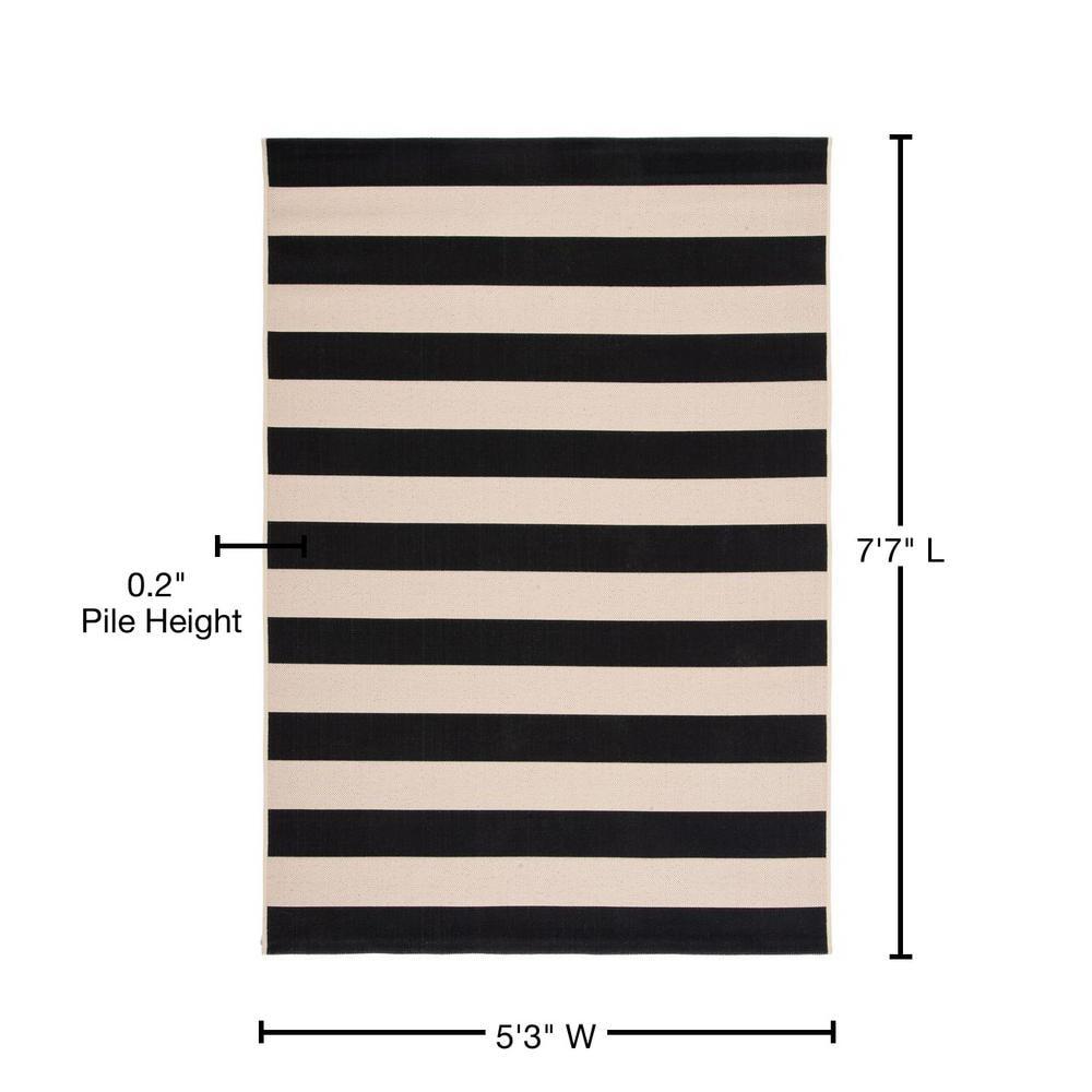 Courtyard CY6812 Power Loomed Indoor/Outdoor Area Rug - Beige/Black - 5'3"x7'7" - Safavieh.