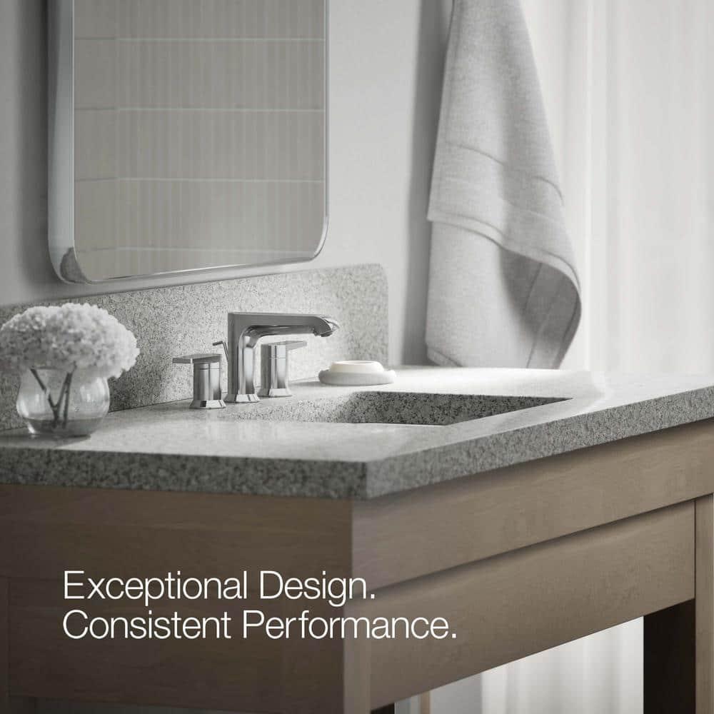 Kohler Hint Widespread Bathroom Faucet with Pop-Up Drain Assembly, 3 Hole 2-Handle Bathroom Sink Faucet, 1.2 gpm