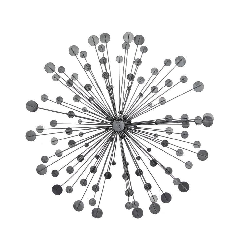 DecMode Black Metal Starburst Wall Decor with Crystal Embellishments (3 Count)